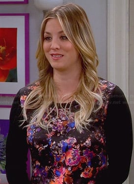 Penny's black floral top on The Big Bang Theory