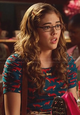 Rose's blue fox print top on Hart of Dixie