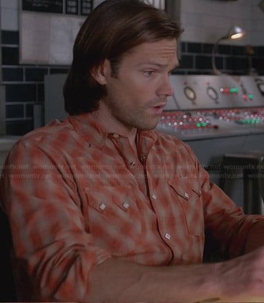 Sam's orange plaid shirt with sawtooth pockets on Supernatural