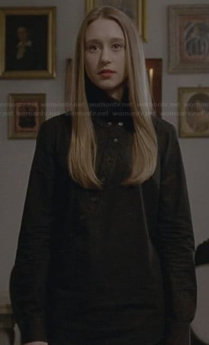 Zoe's black asymmetric button front shirt on American Horror Story