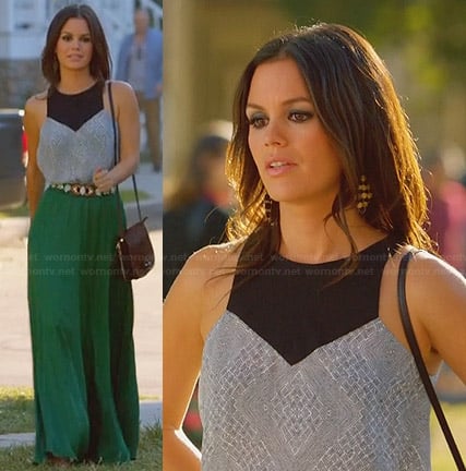 Zoe's green maxi skirt and grey and black panel top on Hart of Dixie