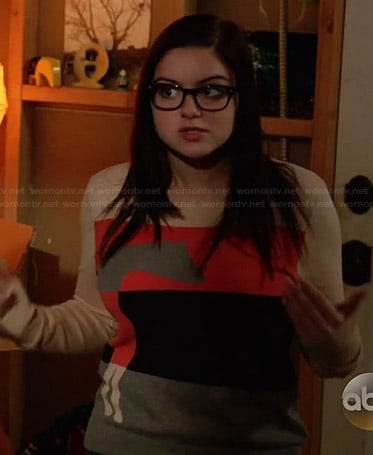 Alex's colorblock horse sweater on Modern Family