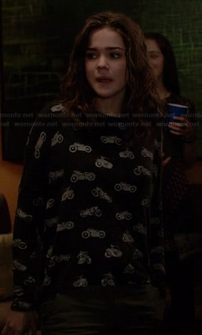 Callie's motorcycle print top on The Fosters