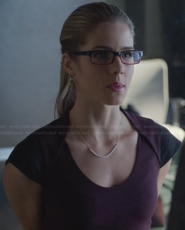 Felicity's purple cap sleeved peplum dress on Arrow