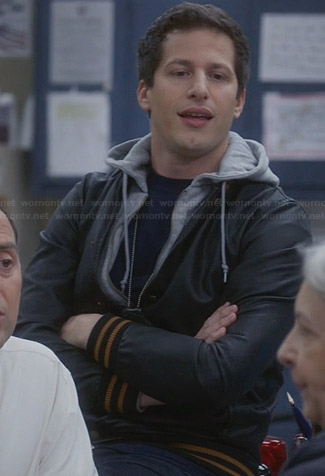 Jake's leather varsity jacket on Brooklyn Nine-Nine