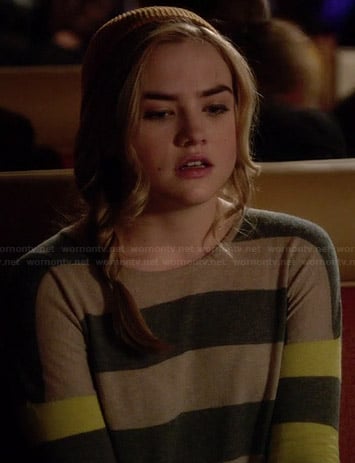 Jo's beige, grey and yellow striped sweater on Twisted