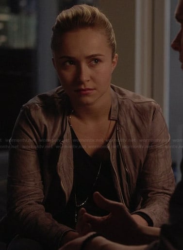 Juliette's light grey leather jacket on Nashville