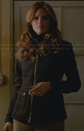 Kate's black zip up jacket with buttons on the back on Castle