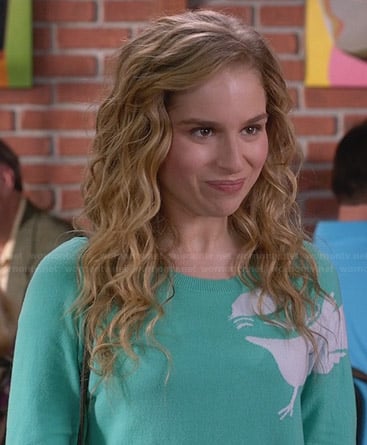 Lisa's mint green bird sweater on Suburgatory