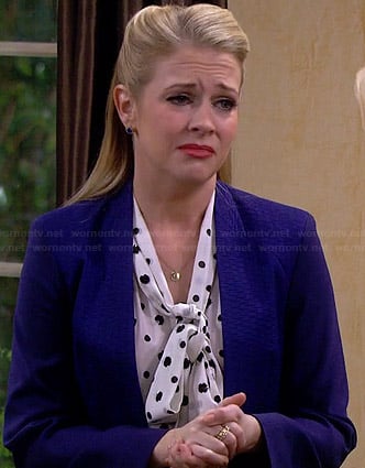 Mel's white and black polka dot blouse on Melissa and Joey