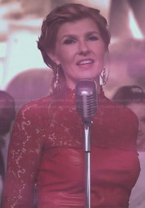Rayna's red leather and lace dress on Nashville