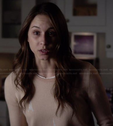 Spencer's cream Eiffel Tower sweater on Pretty Little Liars