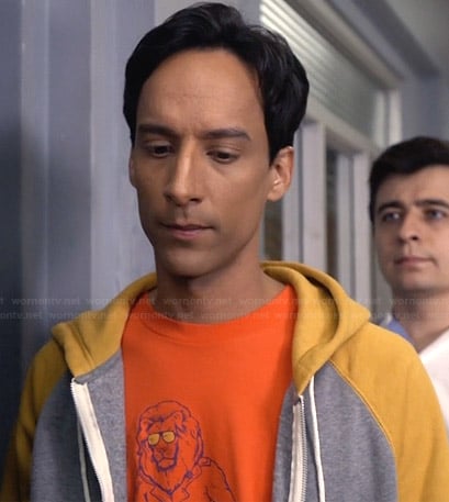Abed's orange lion tee on Community