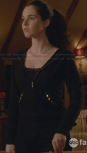 Bay's black studded hoodie on Switched at Birth