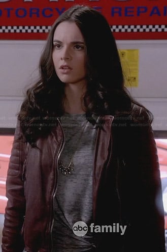 Bay's burgundy leather jacket on Switched at Birth