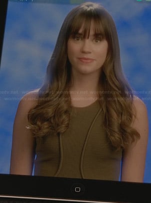 Charlotte's olive green dress with raised seams on Revenge