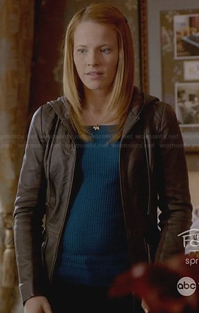 Daphne's brown leather hoodie on Switched at Birth