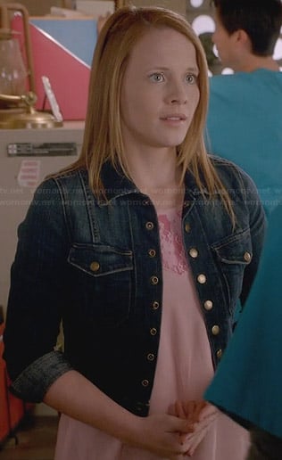 Daphne's pink lace top and denim jacket on Switched at Birth