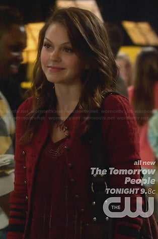 Emery's red military style jacket on Star-Crossed