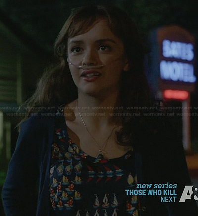 Emma's boat print tank top on Bates Motel
