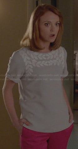 Emma's grey leaf top on Glee