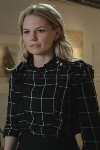 Emma's check printed ruffled top on Once Upon a Time