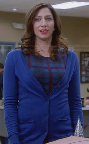 Gina's blue plaid long sleeve top on Brooklyn Nine-Nine