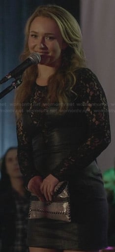 Juliette's black leather and lace dress on Nashville