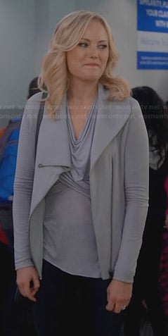 Kate's light grey draped front jacket on Trophy Wife