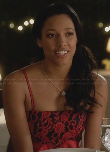 Lacey's red and navy floral embroidered dress on Twisted