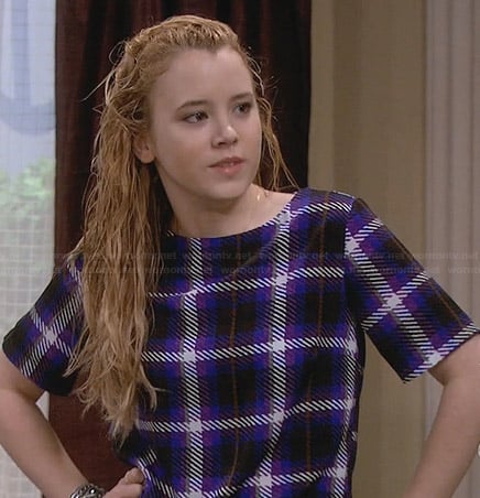 Lennox's purple check print top on Melissa and Joey