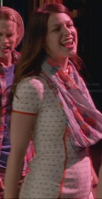 Marley's white printed dress with orange trim on Glee