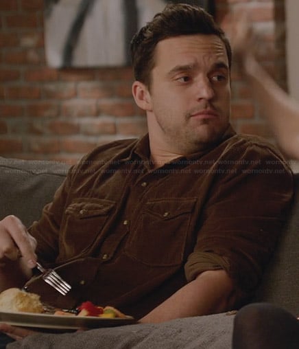 Nick's brown corduroy shirt on New Girl