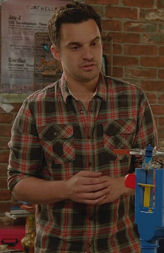 Nick's grey and orange plaid shirt on New Girl