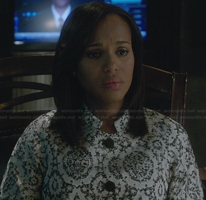 Olivia's white lace printed jacket on Scandal