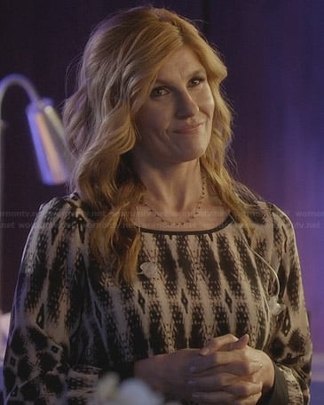 Rayna's printed long sleeve blouse on Nashville