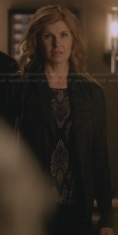 Rayna's black snake print top on Nashville