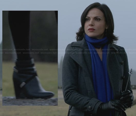Regina's grey coat and wraparound ankle boots on Once Upon a Time