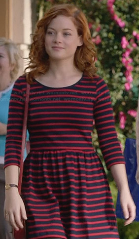 Tessa's red and navy striped dress on Suburgatory
