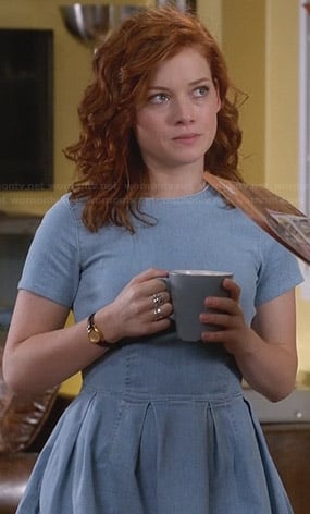 Tessa's denim skater dress on Suburgatory