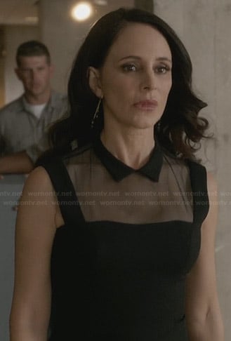 Victoria's black collared dress with mesh panel on Revenge