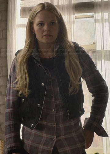 Emma's grey plaid shirt and black vest on Once Upon a Time
