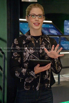 Felicity's rose print jacket on Arrow