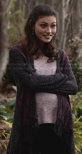 Hayley's grey and pink patterned cardigan on The Originals