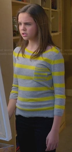 Hillary's grey and yellow striped sweater on Trophy Wife