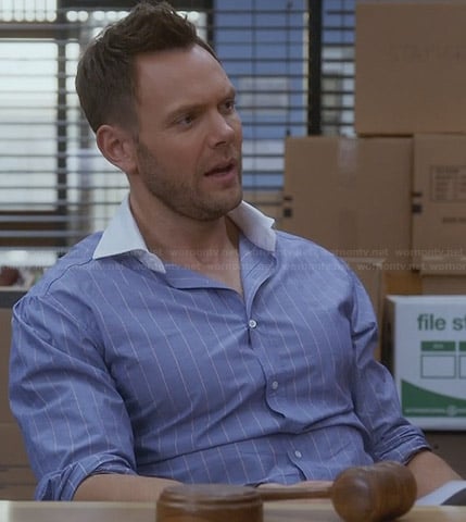 Jeff's blue striped shirt with white collar on Community