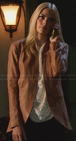 Lemon's curved hem leather jacket on Hart of Dixie
