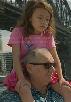 Lily's pink polka dotted whale top on Modern Family