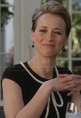 Margaux's black beaded bow dress on Revenge