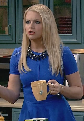 Mel's blue fit and flare dress on Melissa and Joey
